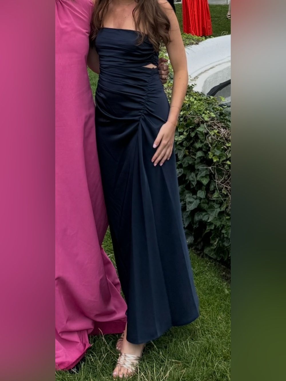 A.L.C. Navy Ruched Wedding Guest Dress